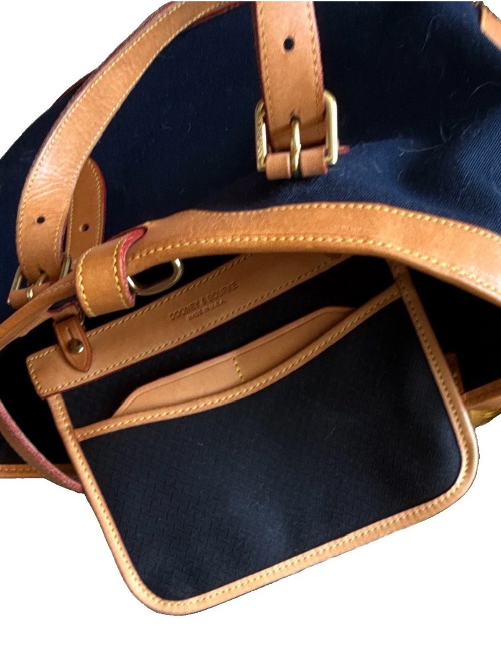 Dooney & Bourke Black Canvas Tote with Tan Leather Trim